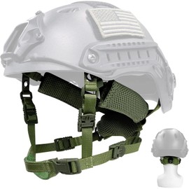 Tactical Helmet Chin Strap Airsoft Helmet Chin Strap 4 Points Adjustable Dial Suspension System Airsoft Military Helmet Replacement Accessory (Green)