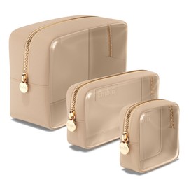 Embla Clear Cosmetic Bags Set of 3, Large, Small and Mini Makeup Bags For Women Clear Pouch Cosmetics Bags Zipper Cute Pouches Make Up Travel Toiletry Essentials Preppy Purse Organizer Bags