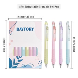 BAYTORY 8Pcs Fine Point Erasable Gel Pens, 0.5mm Retractable Black and Blue Ink Pen, Smooth Writhing Comfortable to Use for Taking Marking Planner Crossword Puzzles (Multicolor)