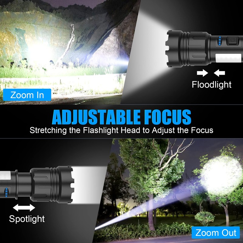 LED Magnetic Flashlight High Lumens Rechargeable, 10000 Lumens Super Bright