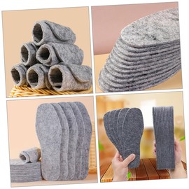 FRCOLOR 5pairs Warm Wool Shoe Insoles for Boots Thick Cuttable Design Fleece Liner Comfortable Arch Support for Men and Women Grey