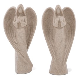 SIMON'S SHOP Angel Statues 9'', Angel Figurines for Table Shelf Decor, Beige Angel Sculpture, Remembrance Gifts - 2 Pack