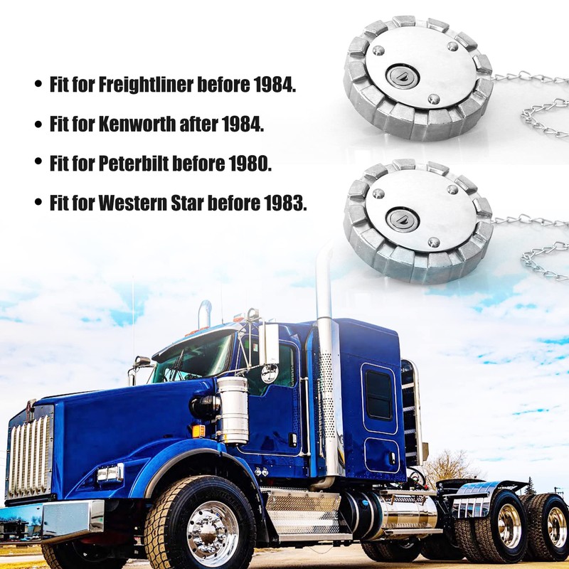 2pcs Locking Diesel Fuel Cap Compatible with Freightliner Kenworth Western