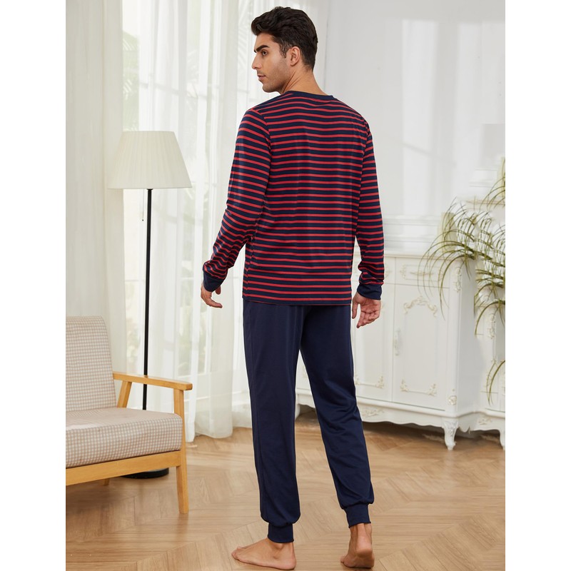 Bresdk Men's Long Winter Cotton Sleepwear Men's Gift, red