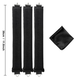 Pack of 3 Heat-Free Hair Rollers, Hair Noodle, Hair Curls Overnight Curls with Hooks, Heatless Curls Large Curls (Black, L)