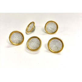 Thick Stainless Steel Gold Screens Pipe Filter with Reinforced Gold Rim 5 Pieces Reusable (Medium)