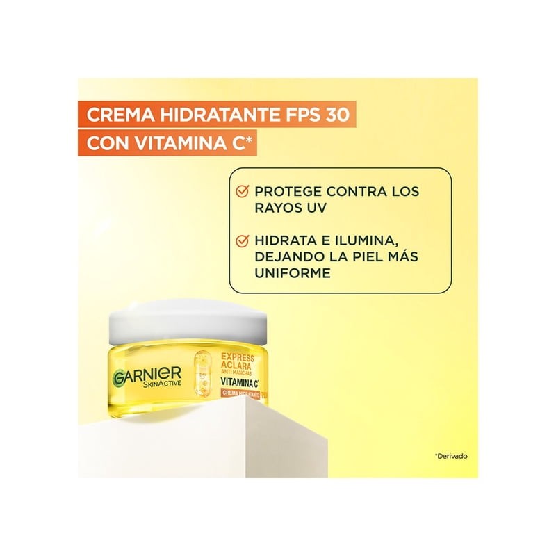 Crema facial Garnier skin active hidratante express aclara tono uniforme