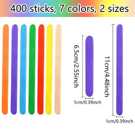 Giugio Pack of 400 Wooden Sticks Ice Sticks Wooden Ice Sticks for Crafts, Colourful Natural Ice Sticks Wooden Spatulas Wooden Spatulas for Crafts, DIY Ice Lolly Sticks and Crafts (B)