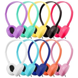 ZXQZYM Kids Bulk Headphones for Classroom School 10 Pack,Wired Classroom Headphones for Kids Student Children Teens Boys Girls HD Sound 3.5mm Jack (10 Color)