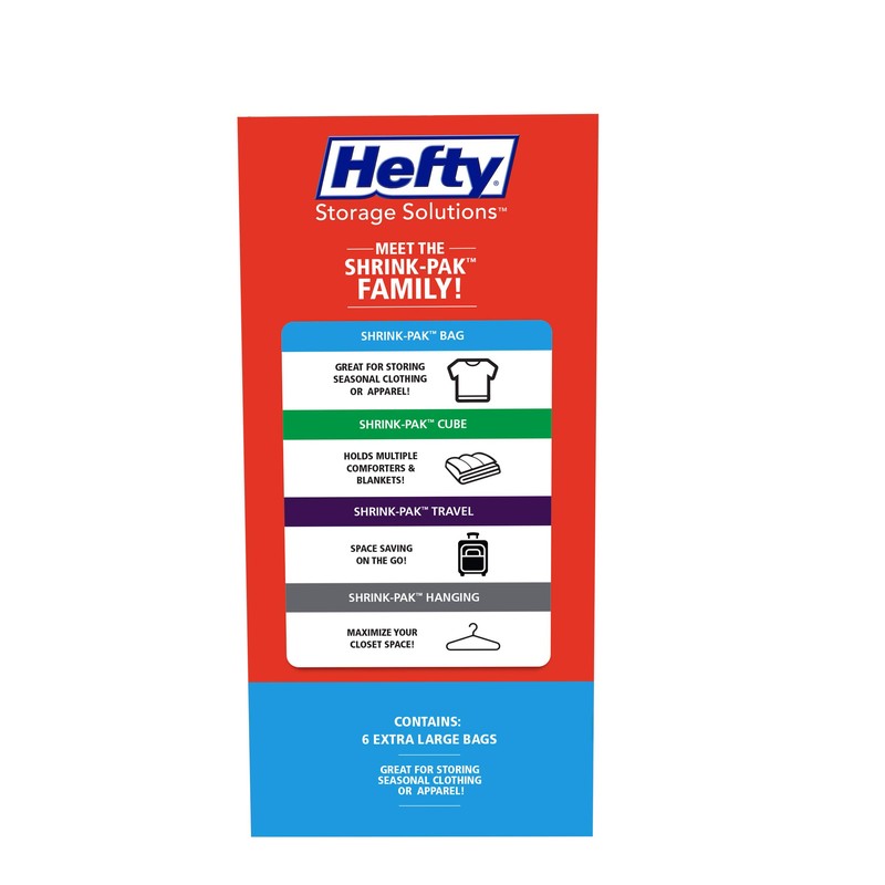 Hefty Shrink-Pak – 6 Extra Large Vacuum Seal Storage Bags