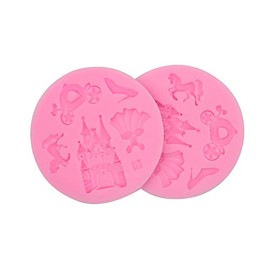 HengKe 2 Pcs Silicone Fondant Mold Children's castle Mould Jelly Sugar Chocolate Fondant Silicone Molds for Sugarcraft Candy Cupcake Ice Jewelry Food Grade Silicone Molds DIY Sugar Craft Tools