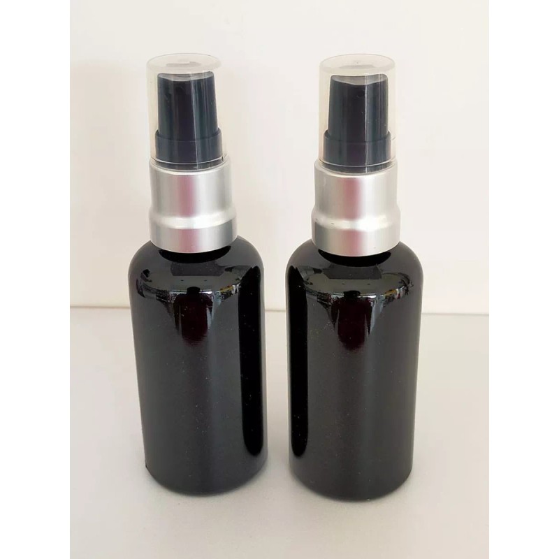 Meliars Dispensador 30 Ml Negro Cristal Bomba Aluminio (10 Piezas)