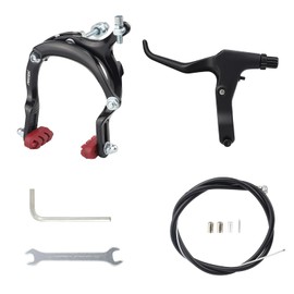 MEGHNA Bike Front Caliper Brake Set Aluminum Alloy Left Brake Set with Lever, Cable and Brake Pads Front Rim Brake for Cruiser Bike Mountain Bike BMX Bike etc (Front Left Set)