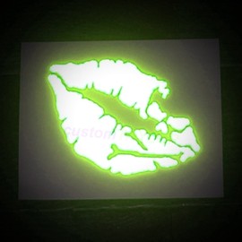 customTAYLOR33 High Intensity Reflective Vinyl Death Kiss Skull Crossbones Lips Decal Bumper Sticker - Cars, Motorcycles, Helmets, Wind Screens, laptops, cellphones, (SE Lime Green, 8 inch Wide)