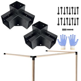 VoTwoofv Pergola Bracket kit 4x4,4-Way Right Angle Corner Bracket Woodworks Pergola kit for Wood Beam (Actual: 3.5" x3.5'') Outdoor Gazebos, Patio Pergolas, Log Cabins - 2 Pack…