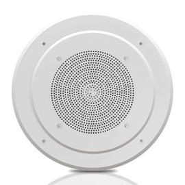 Pyle 8” Ceiling Wall Mount Speaker - Full Range Woofer Speaker System 100 Volt Transformer Flush Design w/ 60Hz-16kHz Frequency Response 200 Watts Peak & Template for Easy Installation PDICS8, White
