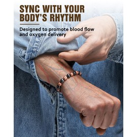 Jecanori Pure Copper Magnetic Bracelet for Women Men, Copper Jewelry with 3800 Gauss Magnets,Stretch Bead Braclets,Ideal Gift