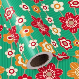 WRAPAHOLIC Boho Floral Wrapping Paper - Mini Roll - 17 Inch x 16.5 Feet - Vintage Floral Wrapping Paper for Girls Women Birthday, Wedding, Bridal Shower