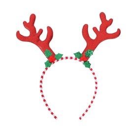 TOPDAOYUN Christmas Reindeer Antlers Headband, Red Glitter Antler Hair Accessories for Women Girls, Christmas Cosplay Costume Party