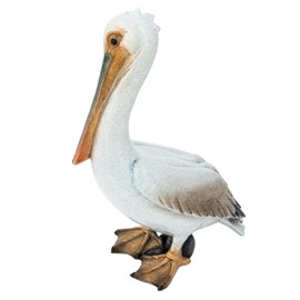 White Pelican Decorative Figurine 13 Inches – Nautical Resin Statue for Home, Office, or Garden Décor
