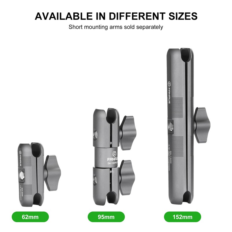 FANAUE Aluminum Mounting Arm - Dual 20mm Socket Ends for