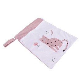 2pcs Hanging Diaper Bag Waterproof Double Pockets Zipper Closure Baby Clothes Storage Bag Cat