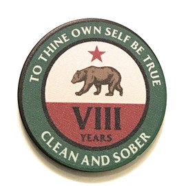Recovery Line 8 Year AA California Bear Alcoholics Anonymous, Chip, Medallion, Token