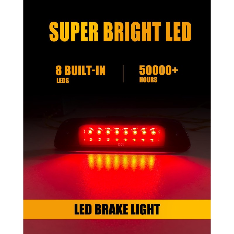 LESAUCE 2025 Upgraded Third Brake Light Smoked Compatible with 1995-2017