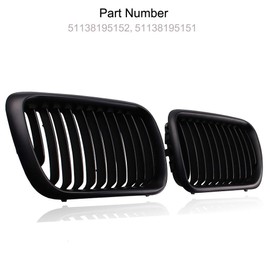Heart Horse Car Kidney Grille,Sport Grill Front Grilles for E36 3 Series 318i 320 323i 328 M3 1997-1999 Matte Black