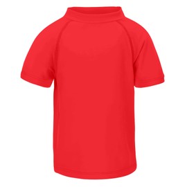 LACOFIA Boys Short Sleeve Rash Vest Kids UPF50+ Sun Protection Swim Tops Children Rash Guard Quick Drying Red 11-12 Years