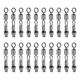 Be In Your Mind Pack of 20 Fishing Swivels Length 19 mm Tensile Strength 28.5 kg Fishing Line Connector for Carp Suitable for Fishing in Freshwater and Saltwater Rolling Swivel Made of Stainless Steel