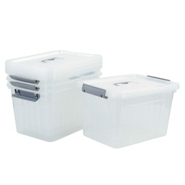 Yarebest 10 Liter Storage Boxes, Clear Plastic Storage Totes with Lids Set of 4