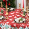 Rectangle Christmas Tablecloth 60x120 Inch, Farmhouse Red Snowman Snowflake Christmas