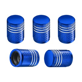 Kewucn 5 PCS Tire Valve Stem Cap, Aluminum Alloy Valve Stem Cover with Rubber Ring Plastic Liner, Corrosion Resistant Leak-Proof Wheel Valve Covers for Car Truck Motorcycle Bike