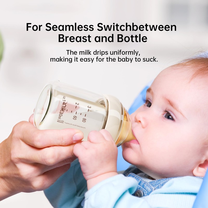 Natural Nursing Glass Baby Bottle - with Anti-Colic Vent System