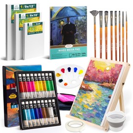 Inburit Acrylic Paint Set for Adults, Art Painting Supplies Kits fo Kids with 18 Acrylic Paints(22ml), 8 Brushes, 1Painting Pad, Easel, Palette Etc, Idea Gift for Artist, Student & Beginner