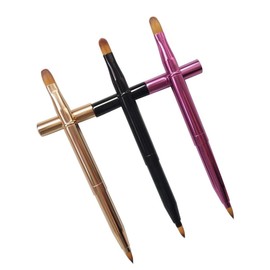 Ipetboom 6pcs Retractable Dual Ended Lip Brush for Lipstick Lip Gloss Concealer Features Flexible Design and Golden and Black for Home and