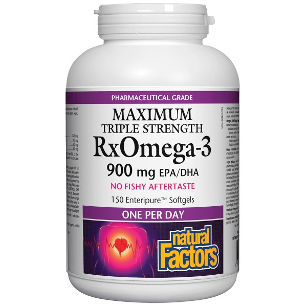 Natural Factors RxOmega-3 900 mg EPA/DHA · Maximum Triple Strength · 150 Softgels, NO