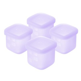 Olababy Clear Sense Silicone Storage Containers 4pk for Baby Food, Snacks, Formula, Puree, Sauce & More | Micro Plastic & BPA-Free | Daycare Essentials for Toddlers and Kids (Lilac, 4 oz / 120 ml)