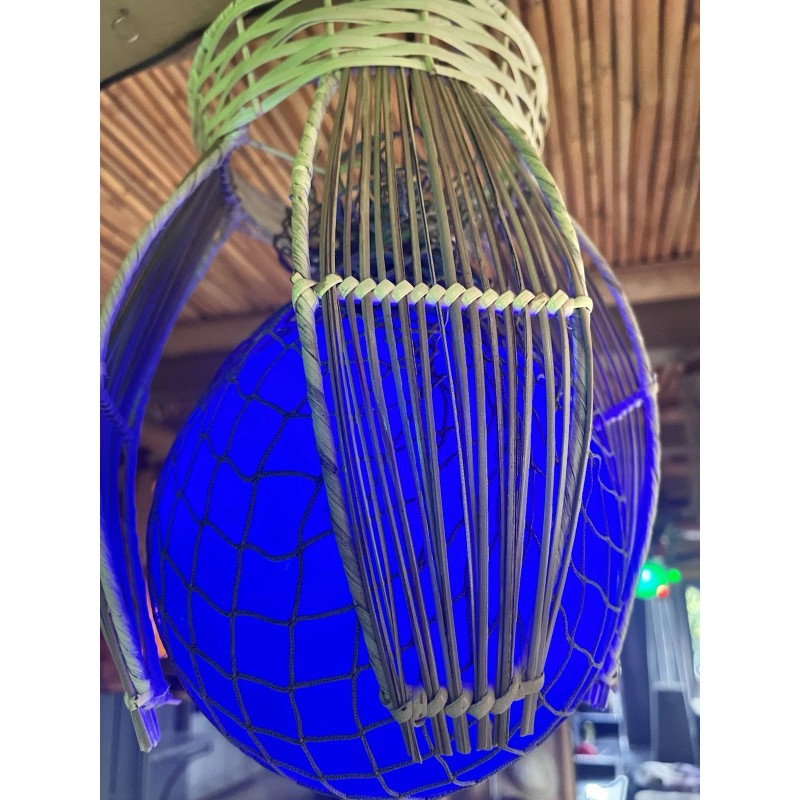 NEW Rattan Float Lamp W/ Netting W/blue Led Bulb Smokin