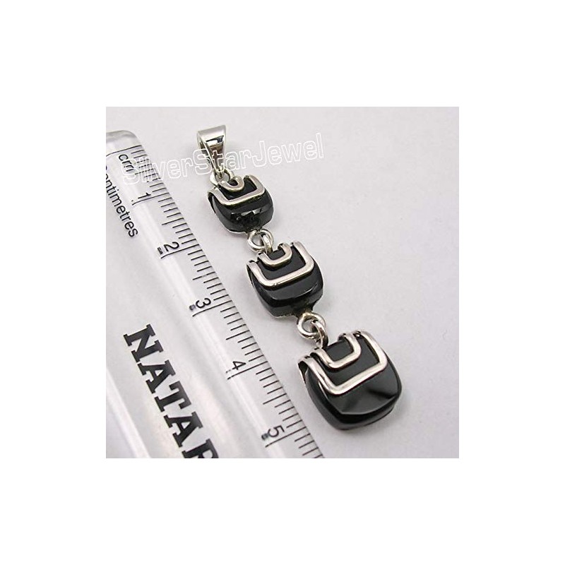 SilverStarJewel Collar largo cuadrado de plata de ley con colgante