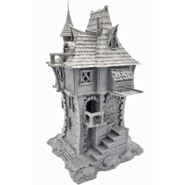 QP3D - Archmage's Manor Tower House - Fantasy Terrain Scenery for Tabletop & RPG 28-32mm Miniatures Wargame Props DnD D&D, 3D Printed and Paintable