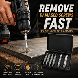 Damaged Screw Extractor Set for Repairs – HSS Drill Bit Remover Kit for Stripped, Rusted & Broken Screws