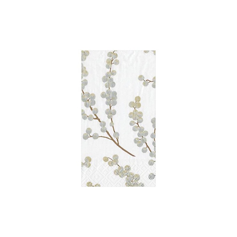 Caspari Berry Branches Paper Guest Towel Napkins in White &