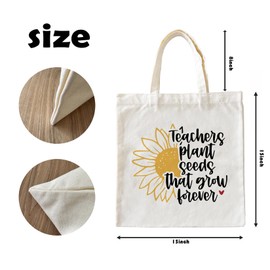 Zeghk Teacher Appreciation Gifts Canvas Tote Bags Teacher Gifts for Women, Summer Beach Bag Reusable Grocery Bag Teachers Plant Seeds That Grow Forever