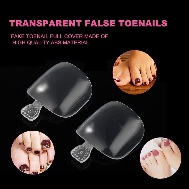 100 Pieces Artificial Toenails with Box, 10 Sizes Toenails, Transparent