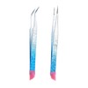2 Pcs Ice Blue Elegant Nail Art Tweezers, Stainless Steel