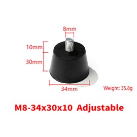 Eiflayn Rubber Feet, Pack of 4 Rubber Feet, Screw-On M8, Rubber Buffer M8 x 34 mm, Adjustable Feet, Non-Slip and Wear-Resistant, Adjustable Feet, for Tables, Chairs, Sofas, Cabinets