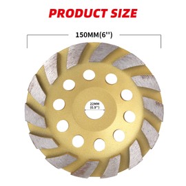 BAIWEN 6 inch Concrete Grinding Wheel,Diamond Cup Wheel Angle Grinder Wheels Grinding of Concrete, Granite,Masonry