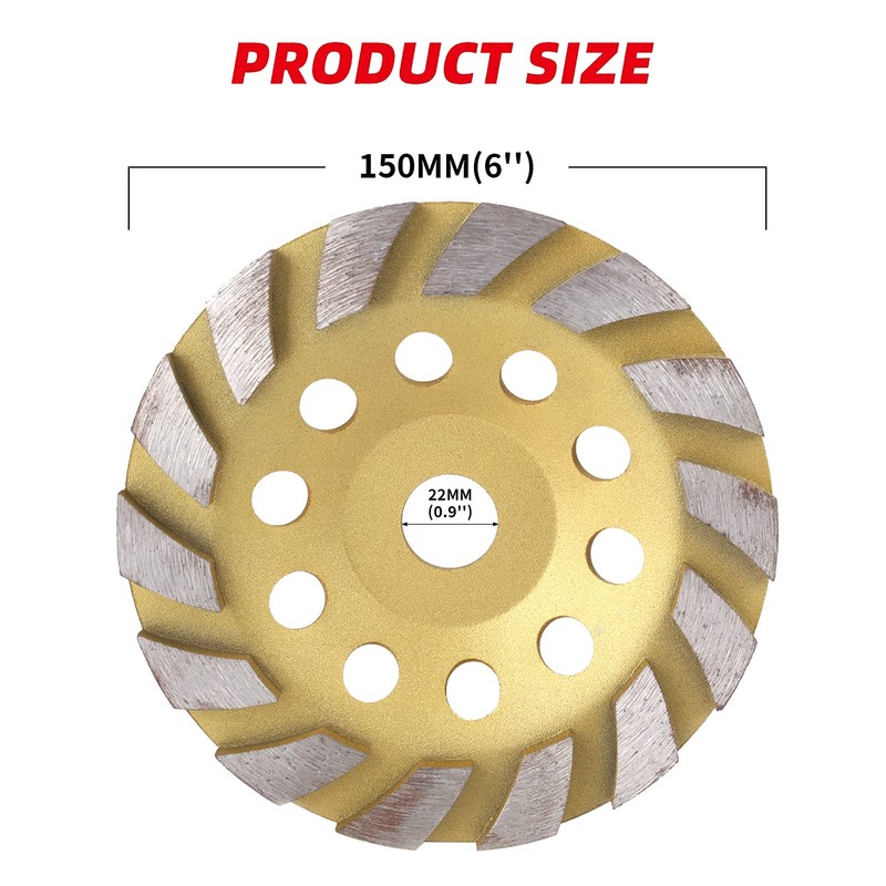 BAIWEN 6 inch Concrete Grinding Wheel,Diamond Cup Wheel Angle Grinder